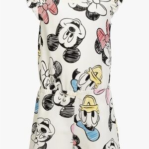 Disney Mickey and Friends White Romper with Black and Pink Accents